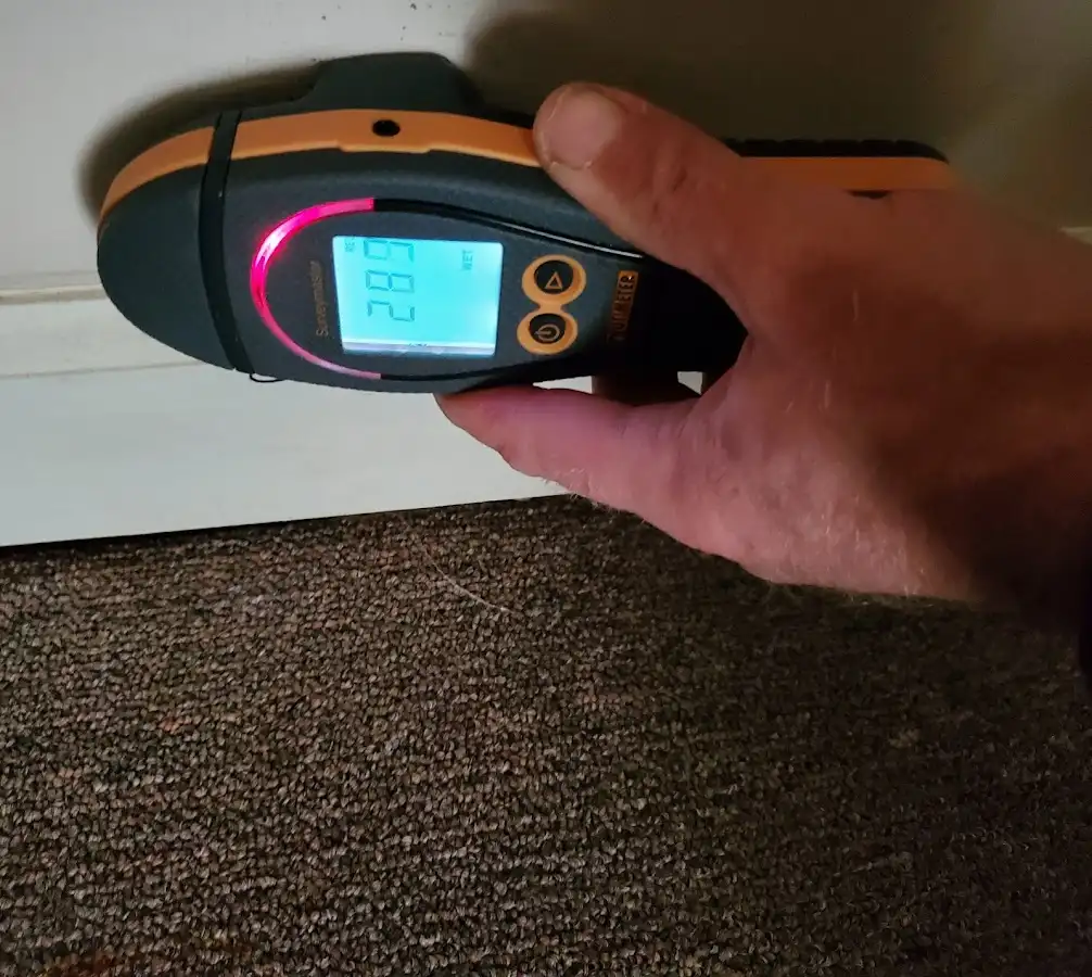 Moisture detection at baseboard during Burst Pipe Cleanup in Wichita Falls